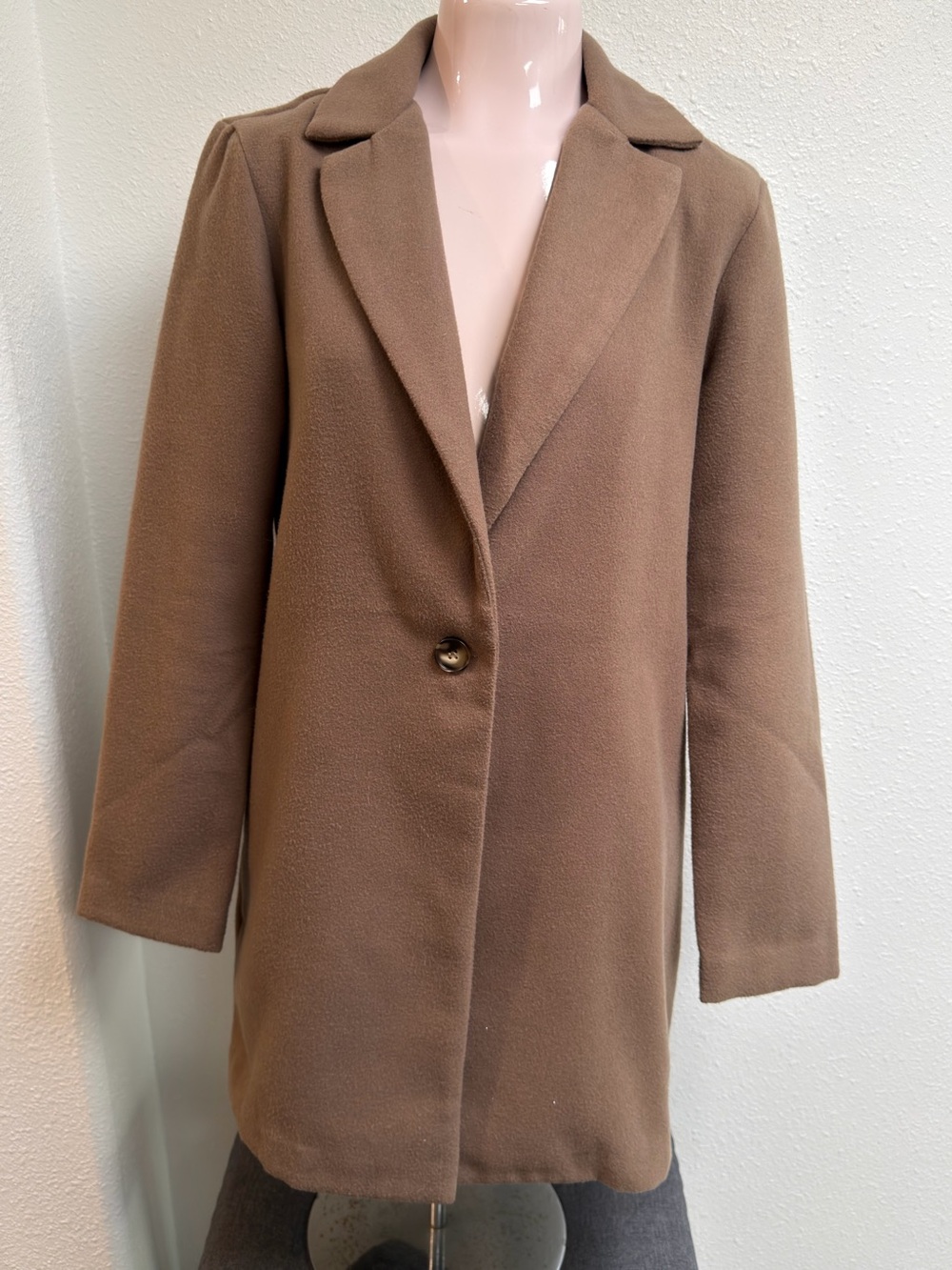 Bécool Brown Longline Single Button Tailored Coat Small